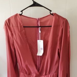 Long sleeve burgundy romper